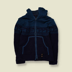1990s | Madden | Llama Motif Hooded Cardigan | Navy - 10