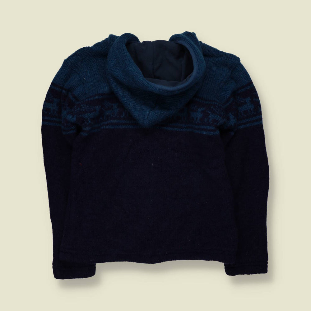 1990s | Madden | Llama Motif Hooded Cardigan | Navy - 10