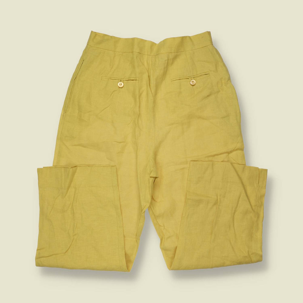 1990s | Linen Trousers | Yellow - w26