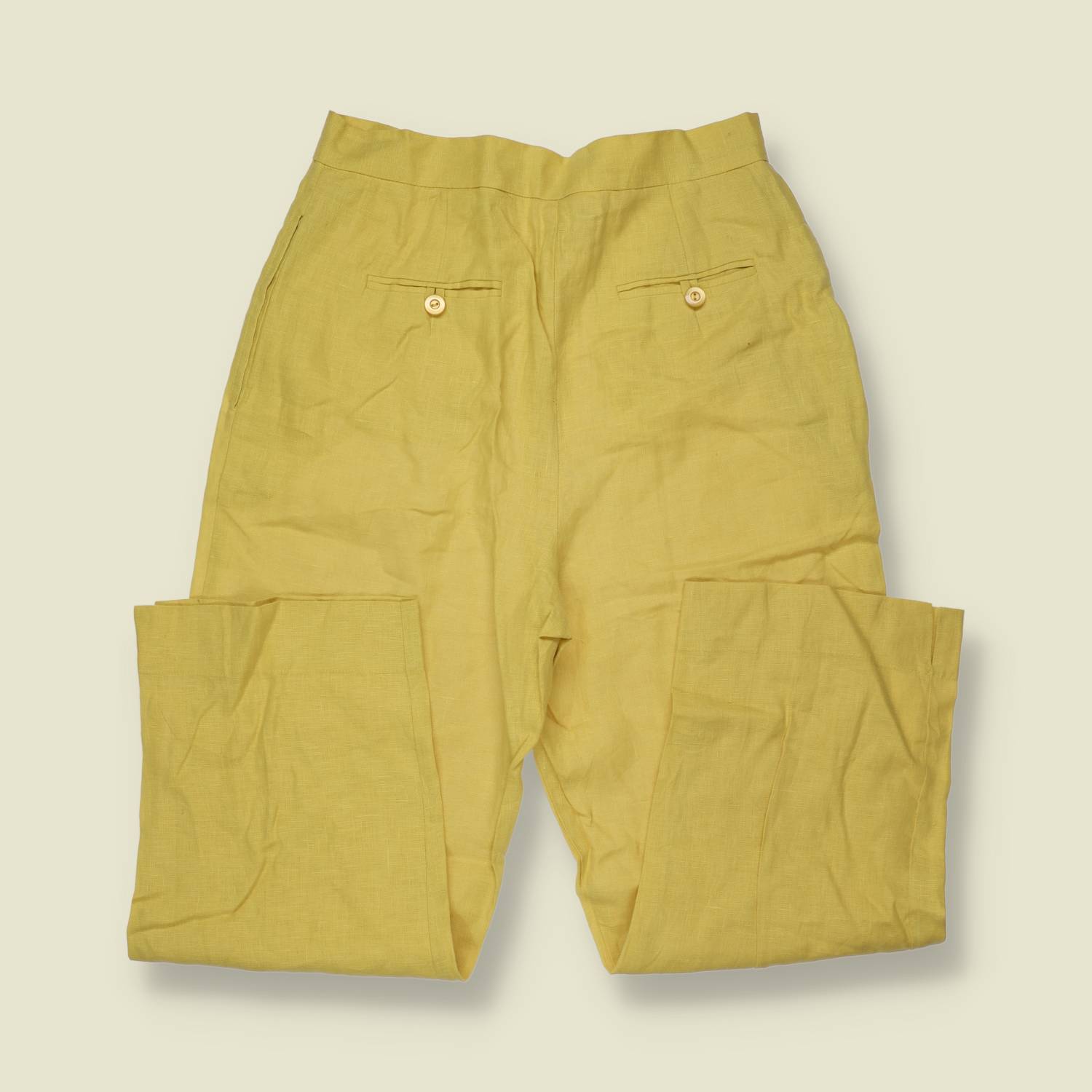 1990s | Linen Trousers | Yellow - w26