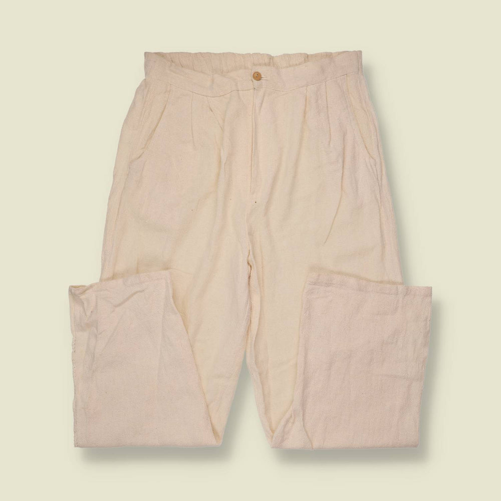 1980s | Linen Trousers | Cream - w30