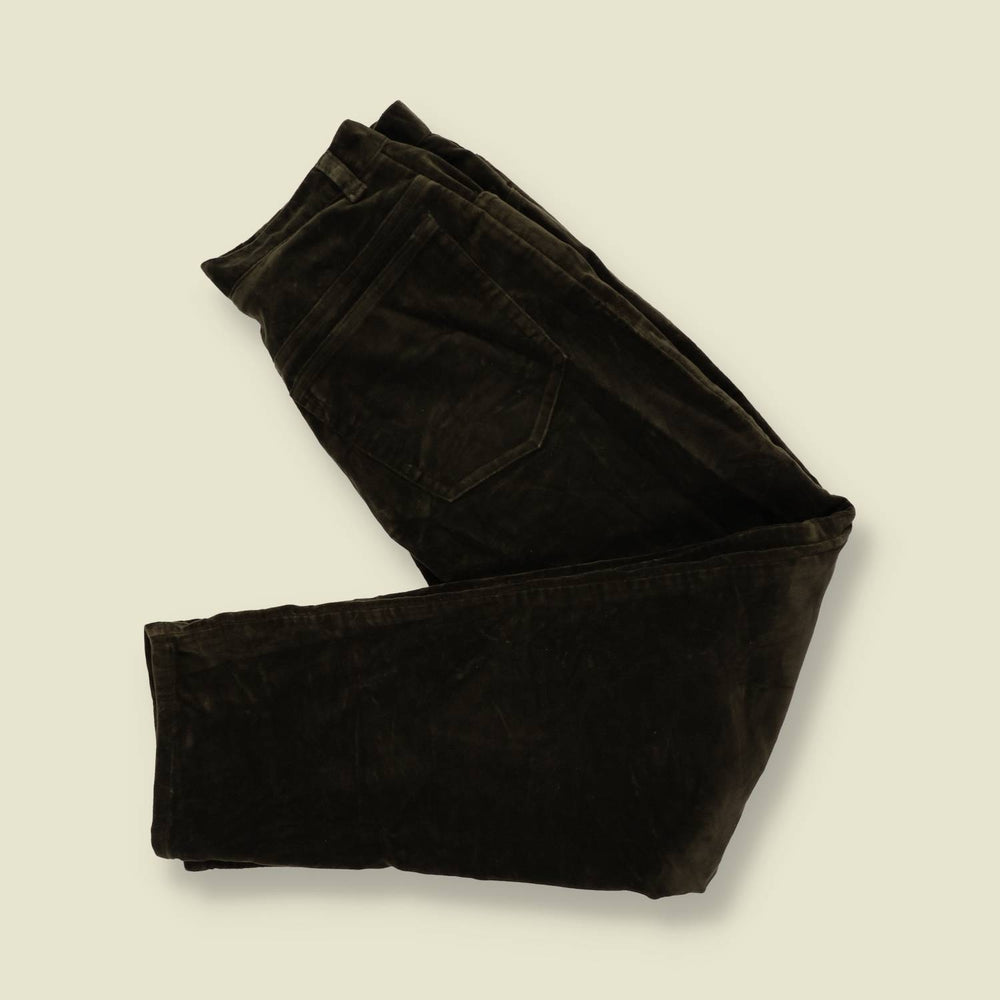 1990s | Jones | Velvet Trousers | Dark Olive - w28