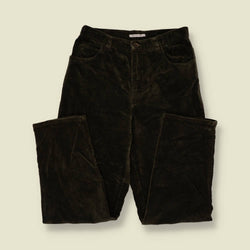 1990s | Jones | Velvet Trousers | Dark Olive - w28