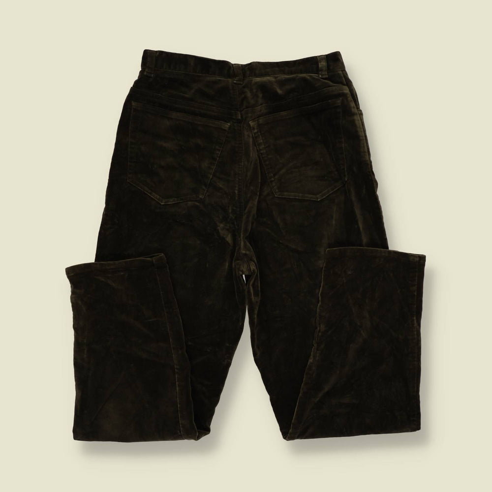 1990s | Jones | Velvet Trousers | Dark Olive - w28