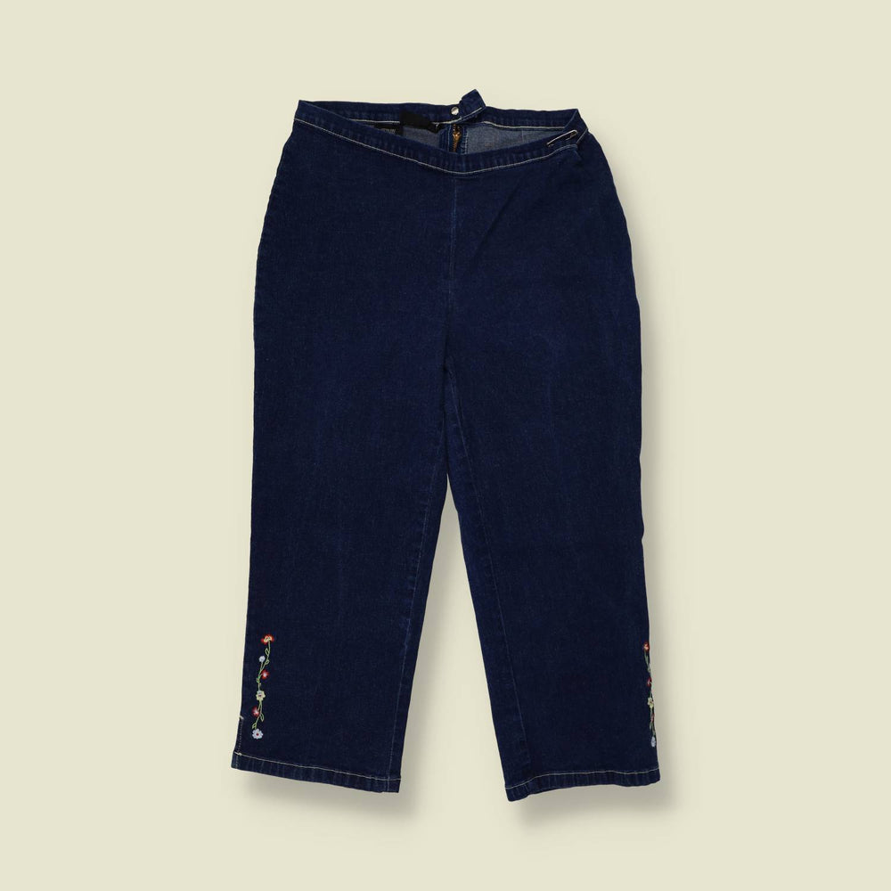 1980s | Cropped Denim Trousers | Indigo - w26