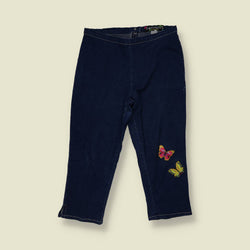 1990s | No Excuses | Butterfly Cropped Denim Trousers | Indigo - w30