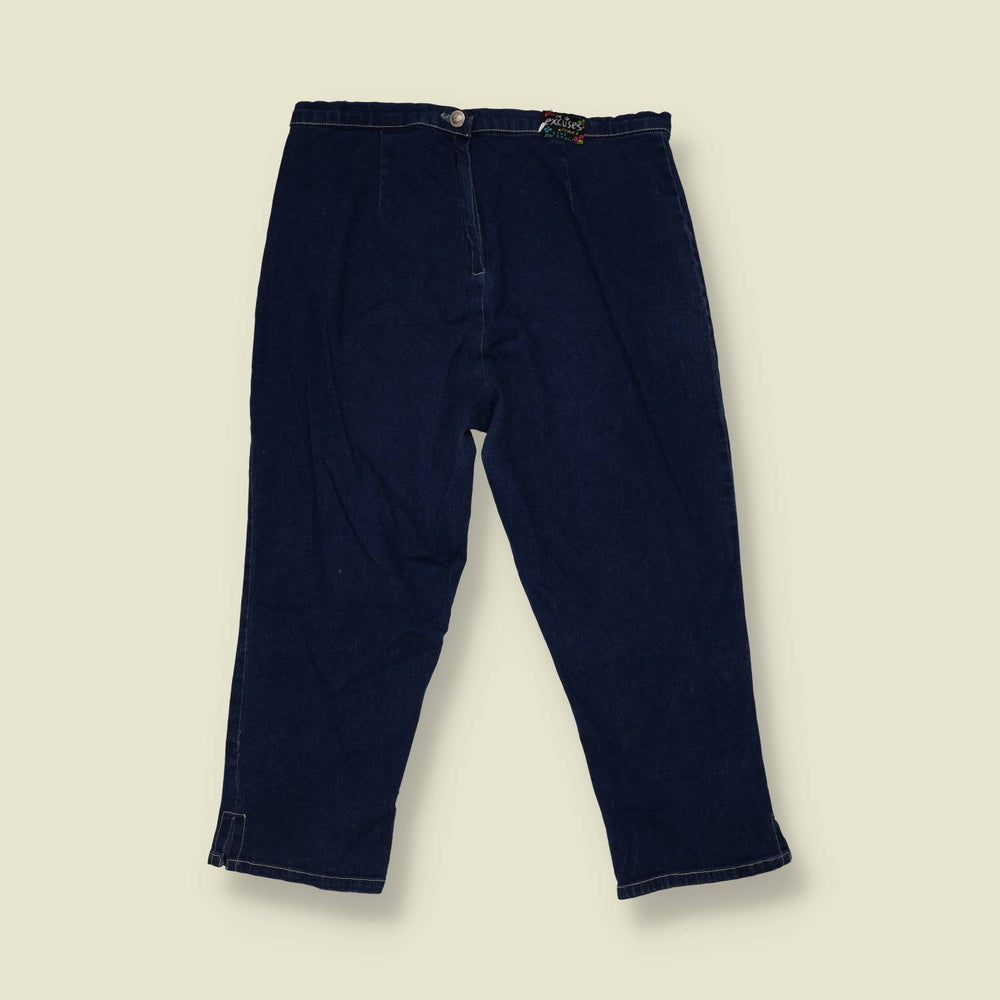 1990s | No Excuses | Butterfly Cropped Denim Trousers | Indigo - w30