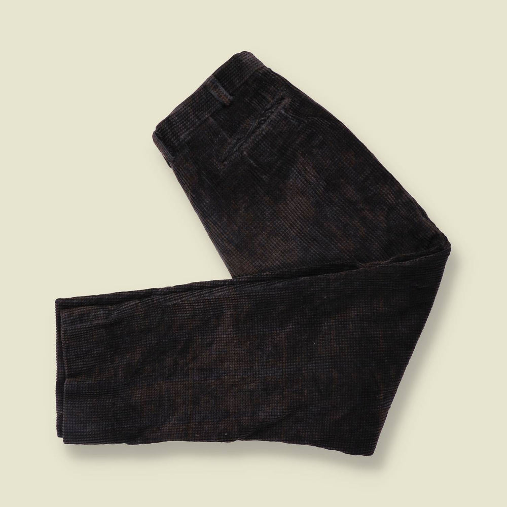 1980s | Waffle Corduroy Trousers | Charcoal - w32