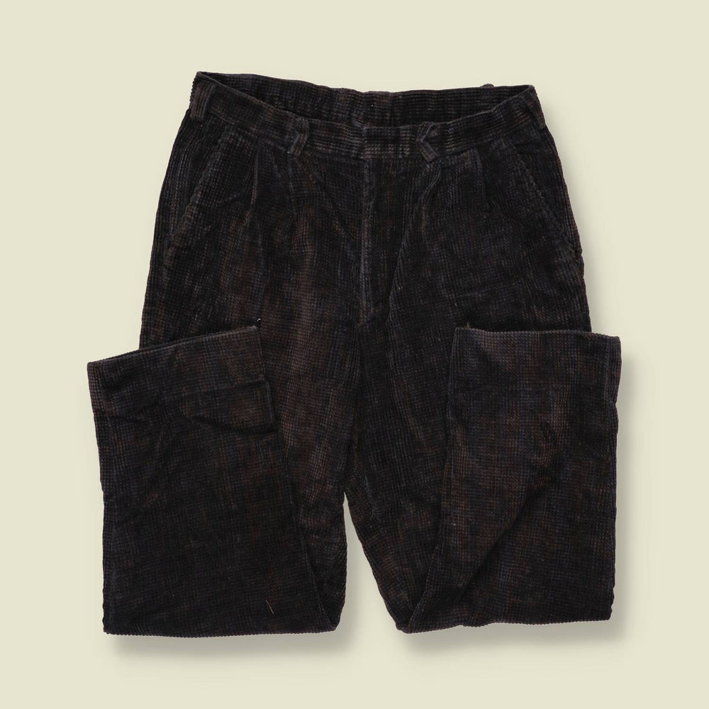 1980s | Waffle Corduroy Trousers | Charcoal - w32