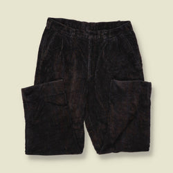 1980s | Waffle Corduroy Trousers | Charcoal - w32