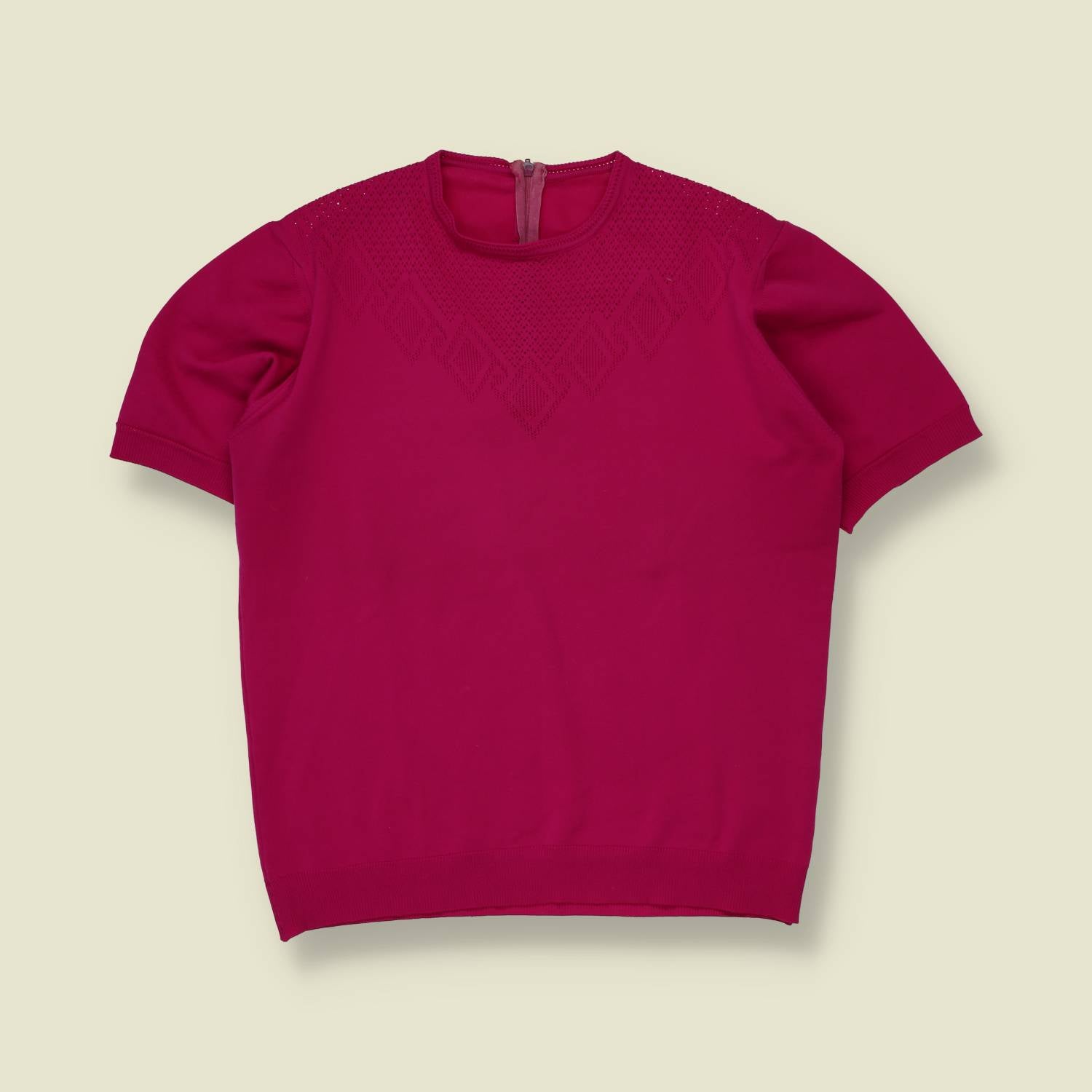 1970s | Short-Sleeve Knit Top | Magenta - 8