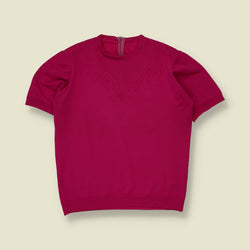 1970s | Short-Sleeve Knit Top | Magenta - 8