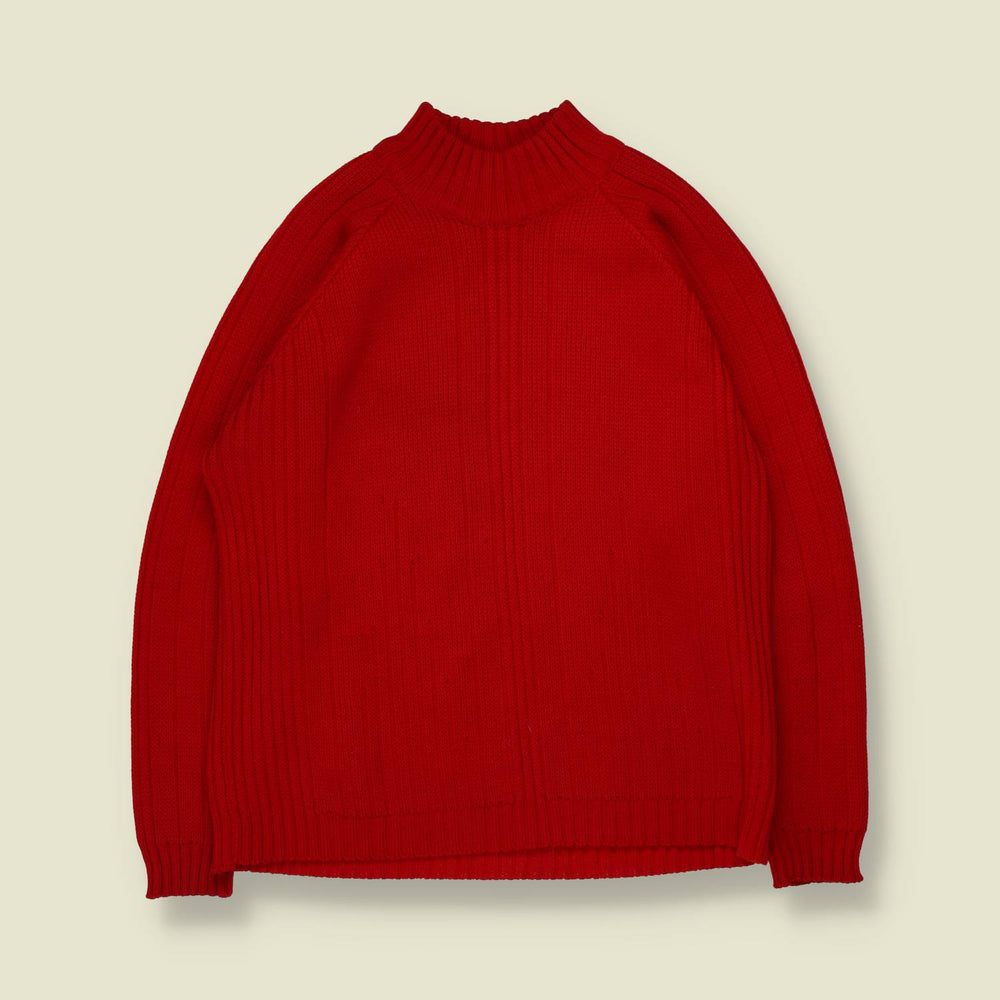 1970s | Ribbed Knit Jumper | Red - 12