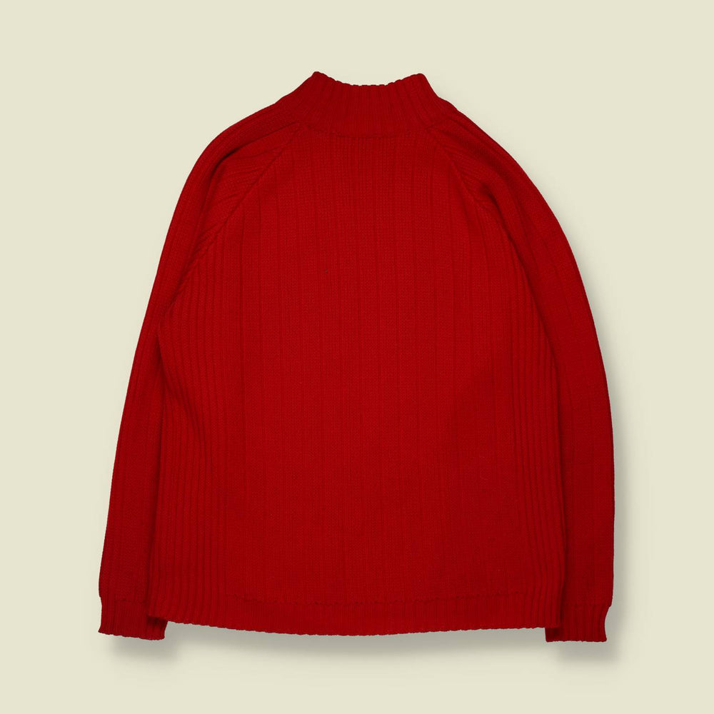 1970s | Ribbed Knit Jumper | Red - 12