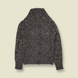 1970s | Cable Knit Shawl Collar Cardigan | Grey - 8