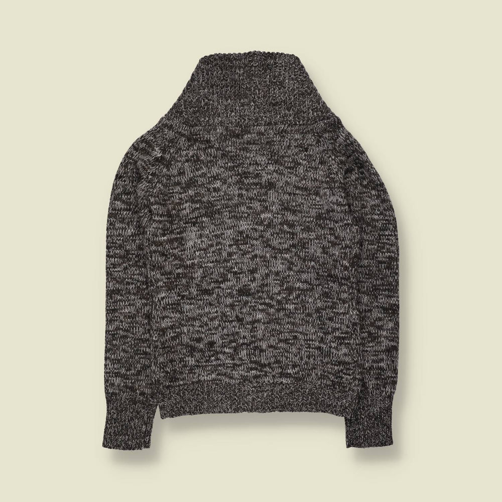 1970s | Cable Knit Shawl Collar Cardigan | Grey - 8