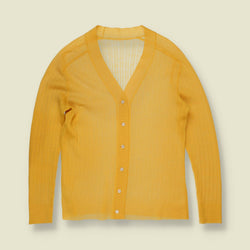 1970s | Ribbed V-Neck Cardigan | Yellow - 8