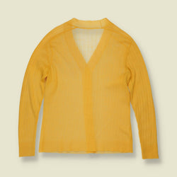 1970s | Ribbed V-Neck Cardigan | Yellow - 8