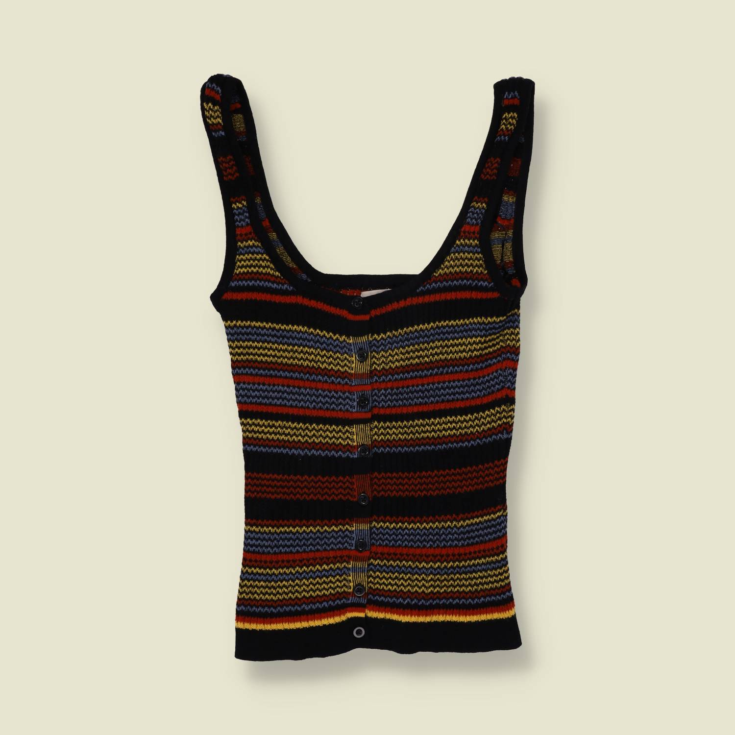 1990s | Striped Knit Vest Top | Multi - 2