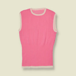 1970s | Ribbed Knit Vest Top | Pink - 6