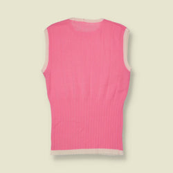 1970s | Ribbed Knit Vest Top | Pink - 6
