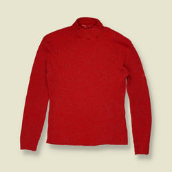 1970s | Ribbed Roll Neck Jumper | Red - 8