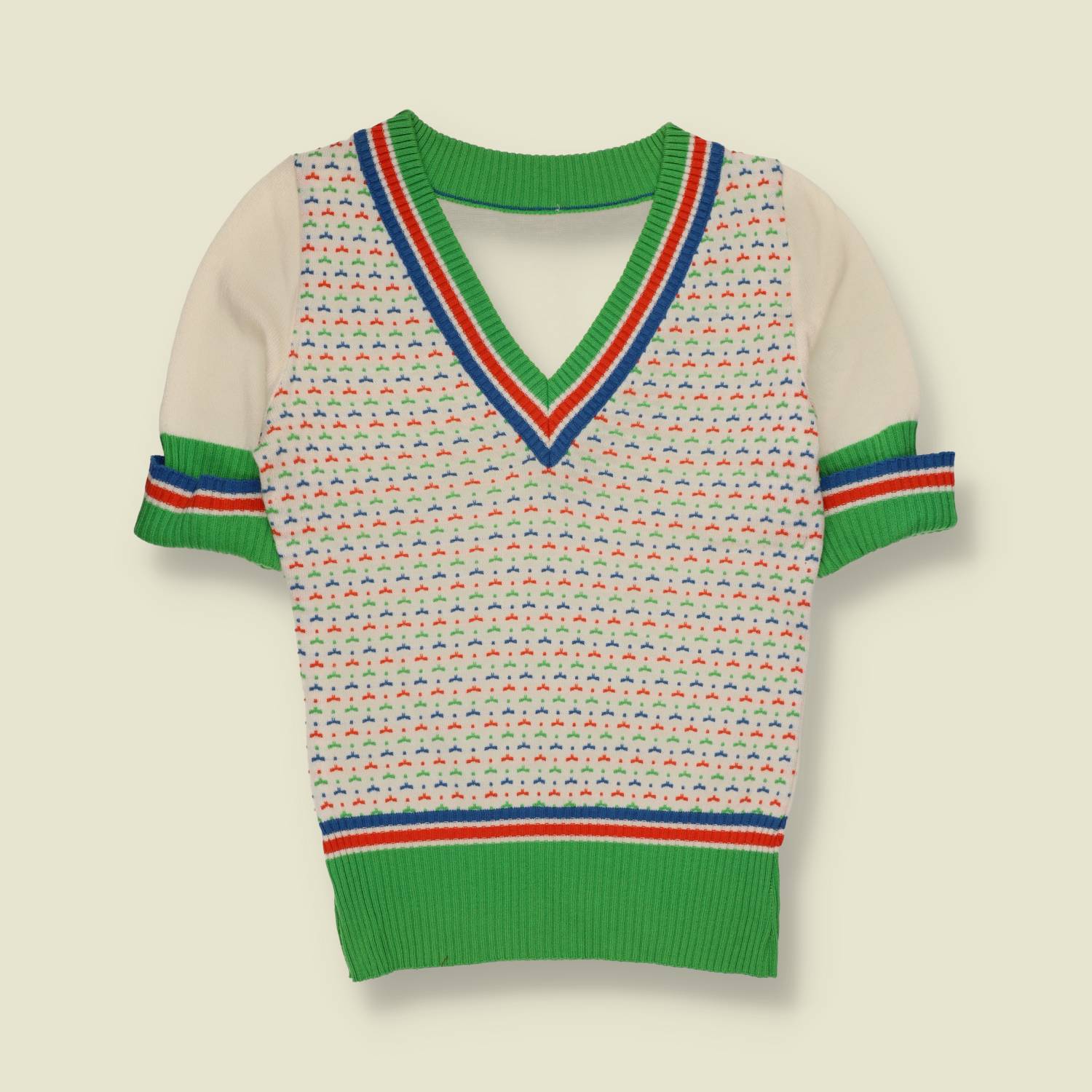 1970s | Fair Isle Tennis Jumper | White Multi - 6