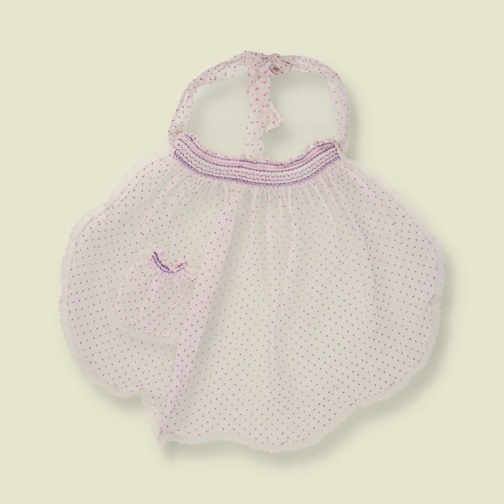 1970s | Polka Dot Apron | White Purple - One size
