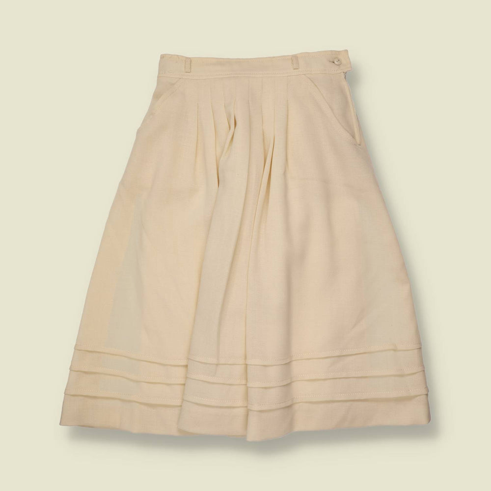 1970s | Pleated Skirt | Cream - w26