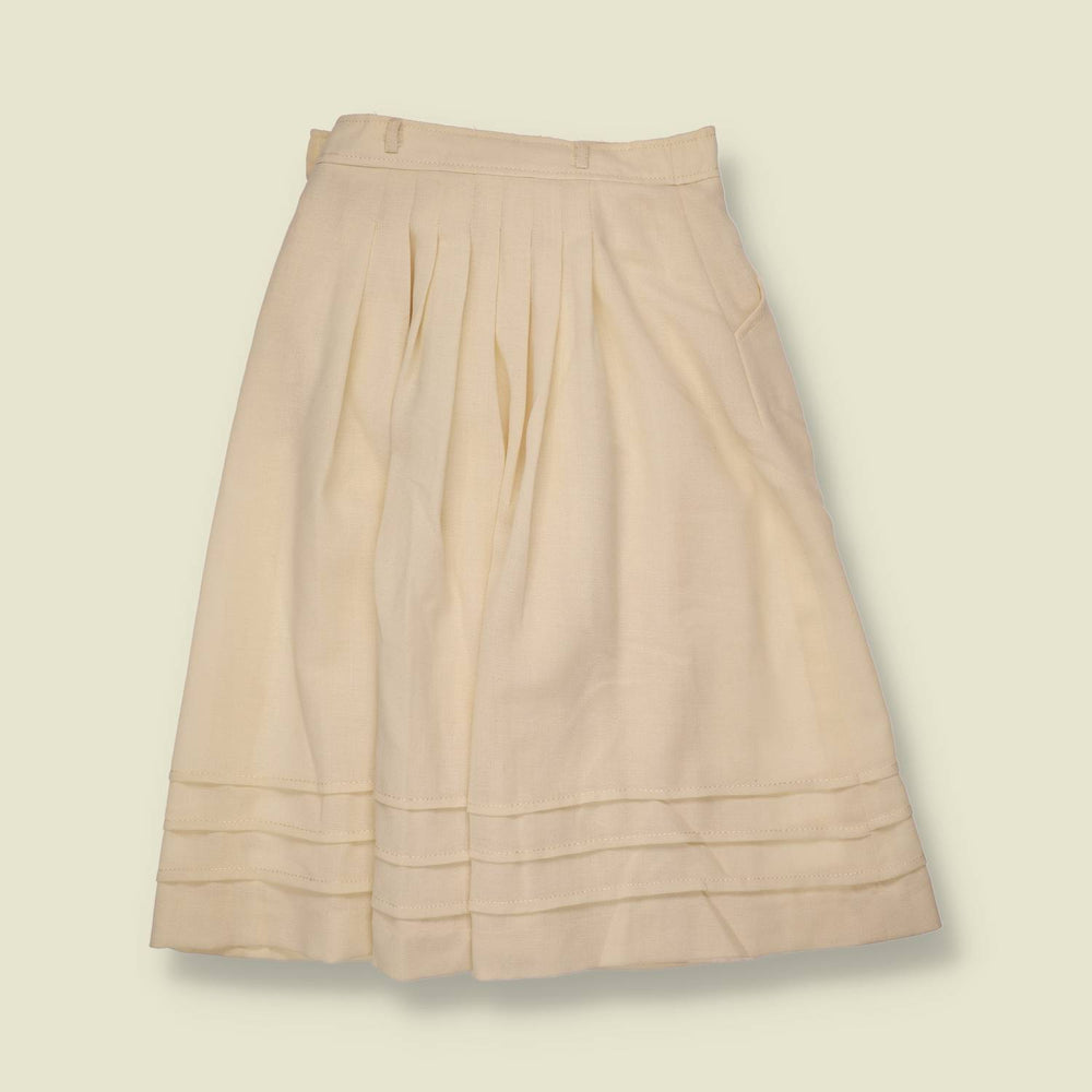 1970s | Pleated Skirt | Cream - w26