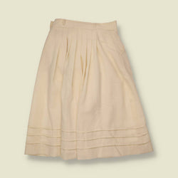 1970s | Pleated Skirt | Cream - w26