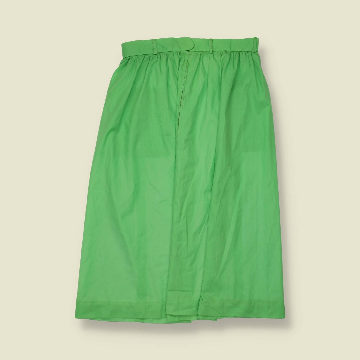 1970s | Embroidered Cotton Skirt | Green - w26