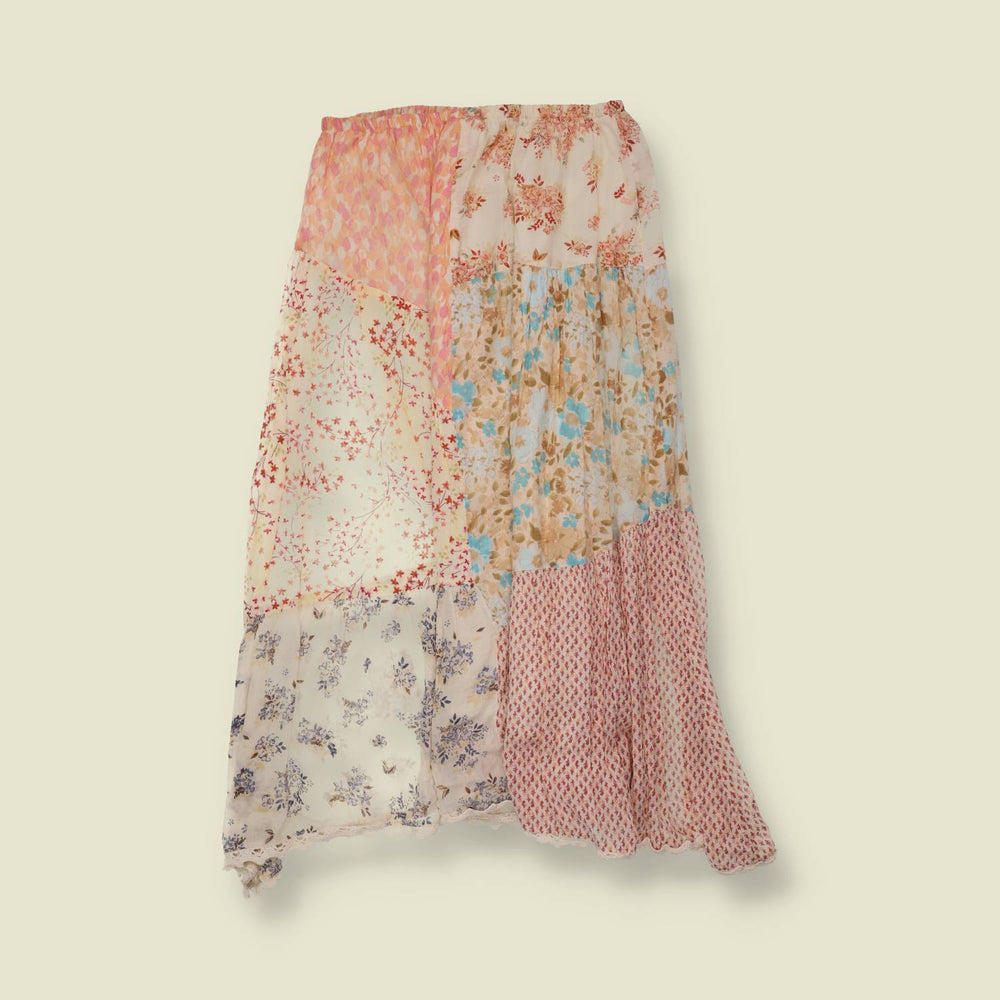 1980s | Patchwork Floral Skirt | Multi Pastel - w26