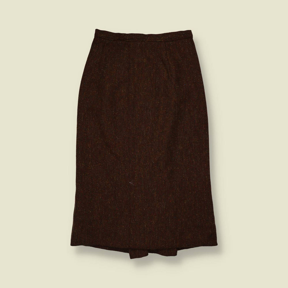 1970s | Tweed Pencil Skirt | Brown - w26