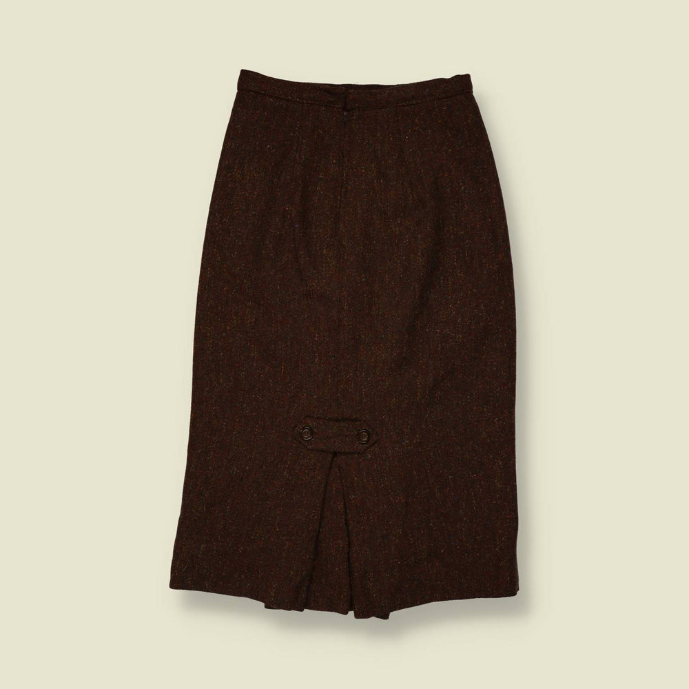 1970s | Tweed Pencil Skirt | Brown - w26