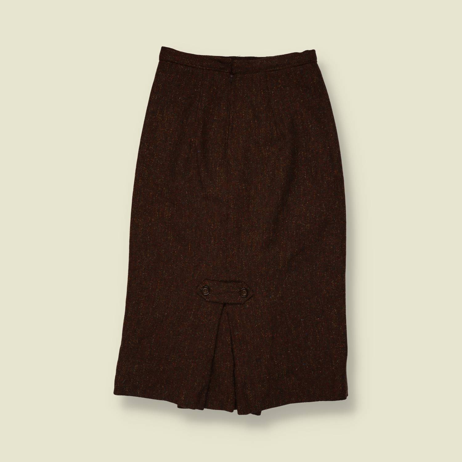 1970s | Tweed Pencil Skirt | Brown - w26
