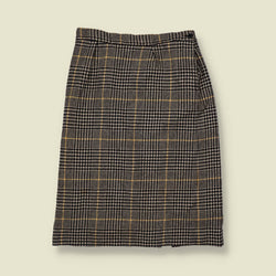 1970s | Pendleton | Virgin Wool Prince of Wales Check Pencil Skirt | Black White Yellow - w28