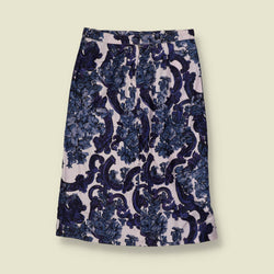 1970s | Jacquard Print Skirt | Blue White - w26