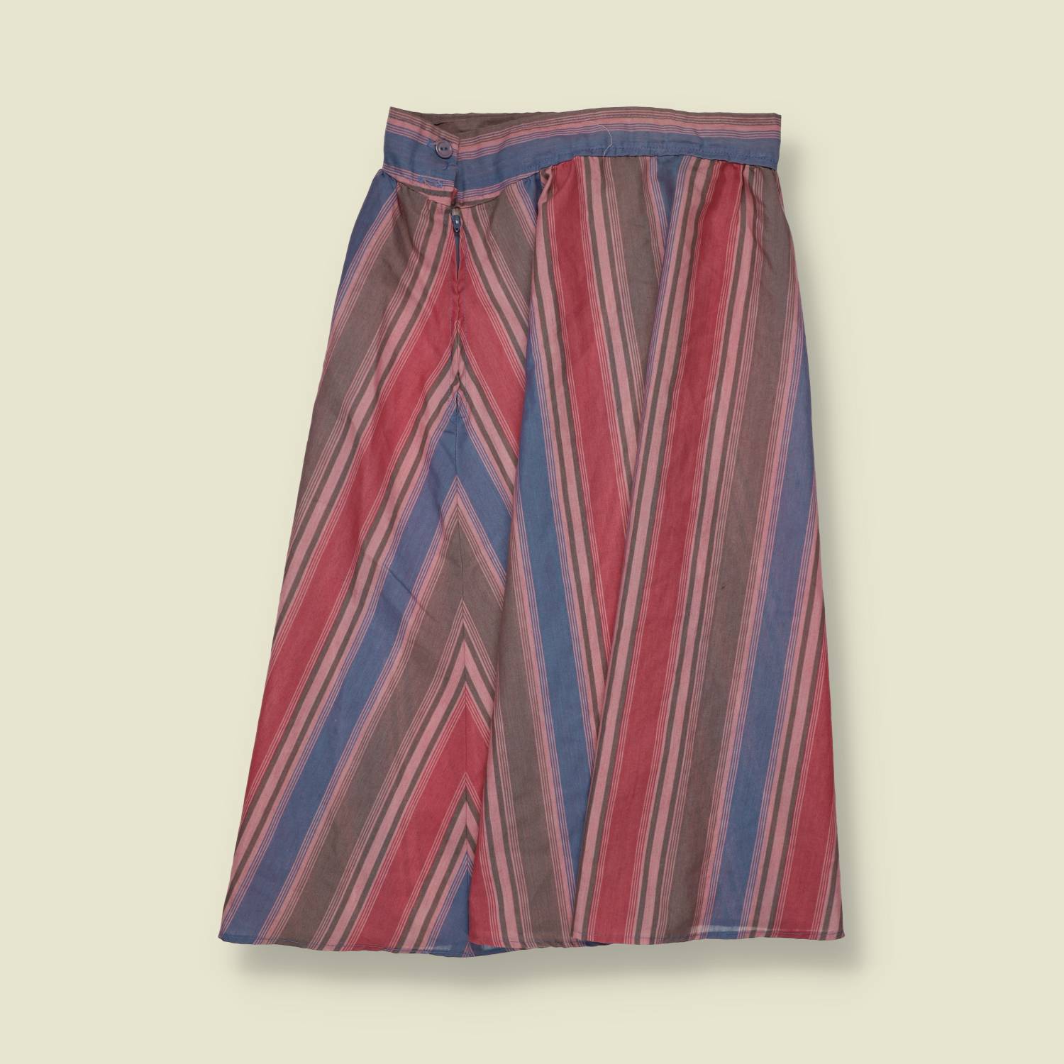 1970s | Striped Skirt | Pink Blue Grey - w28