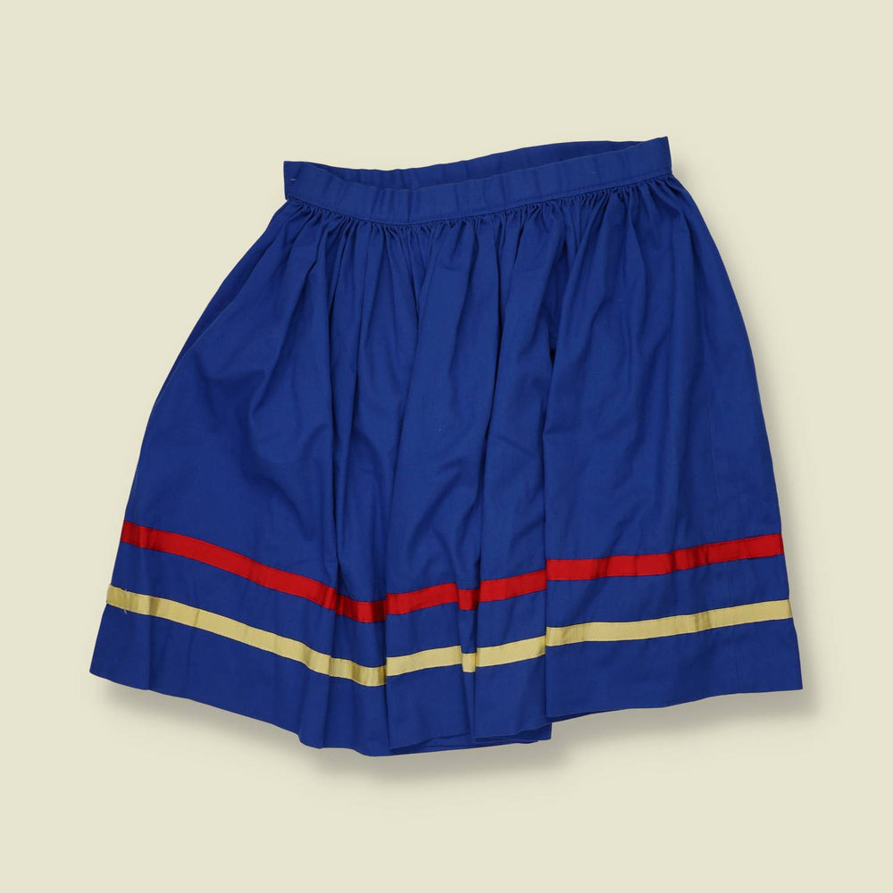 1970s | Ribbon Trim Skirt | Blue - w26