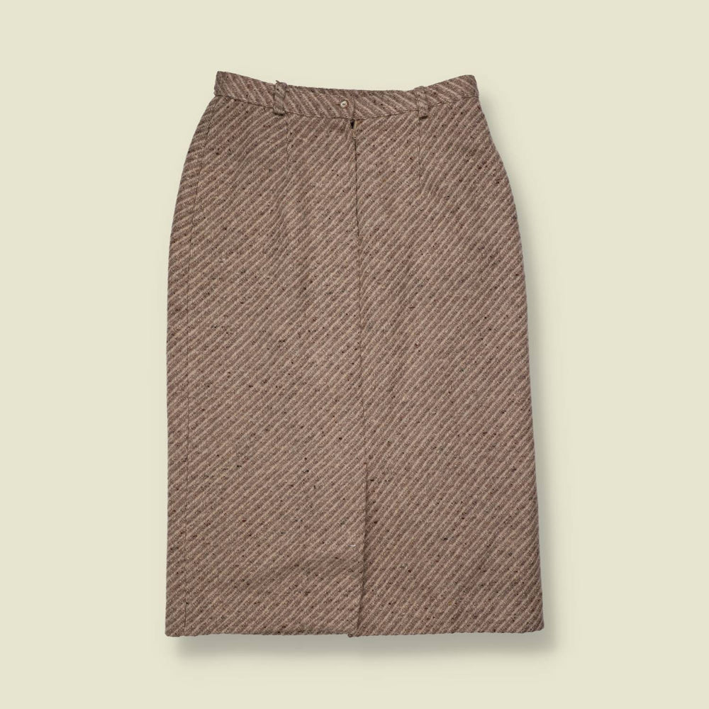 1970s | Tweed Skirt | Brown - w28