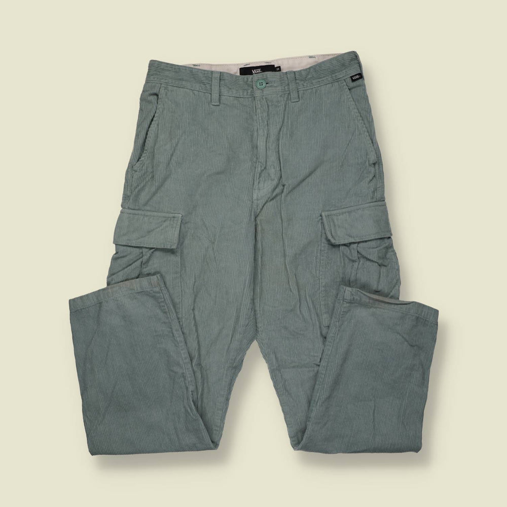 Y2K | Vans | Cargo Corduroy Trousers | Grey Green - w28
