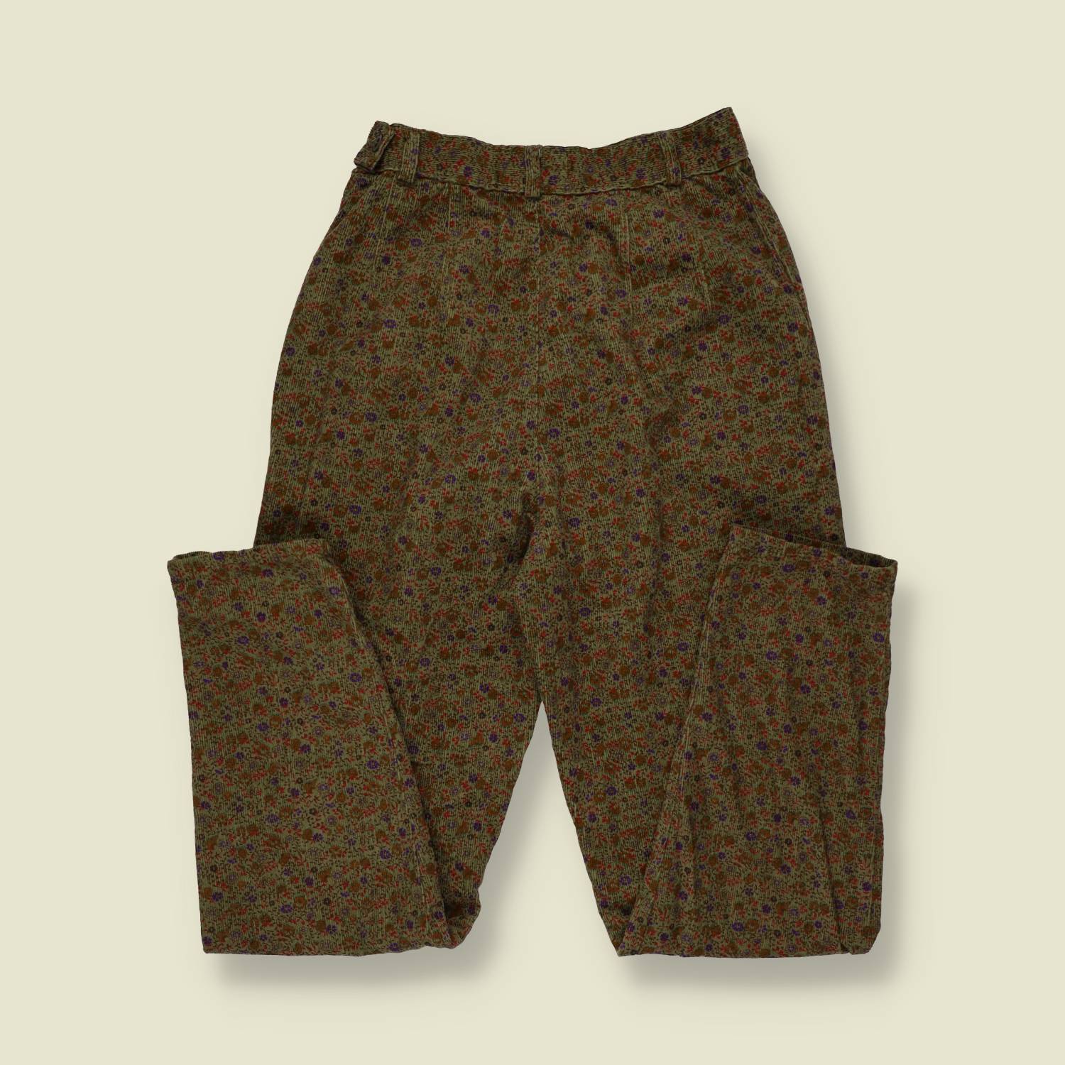 1991 | Henry Lehr | Floral Print Corduroy Trousers | Olive - w28