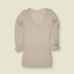 1990s | Acrylic Knit V-Neck Jumper | Cream - 2