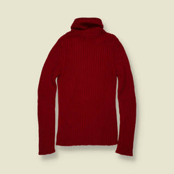 1990s | Sisley | Ribbed Roll Neck Jumper | Burgundy - 6