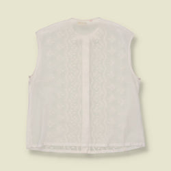 1980s | Embroidered Cotton Blouse | Cream - 16