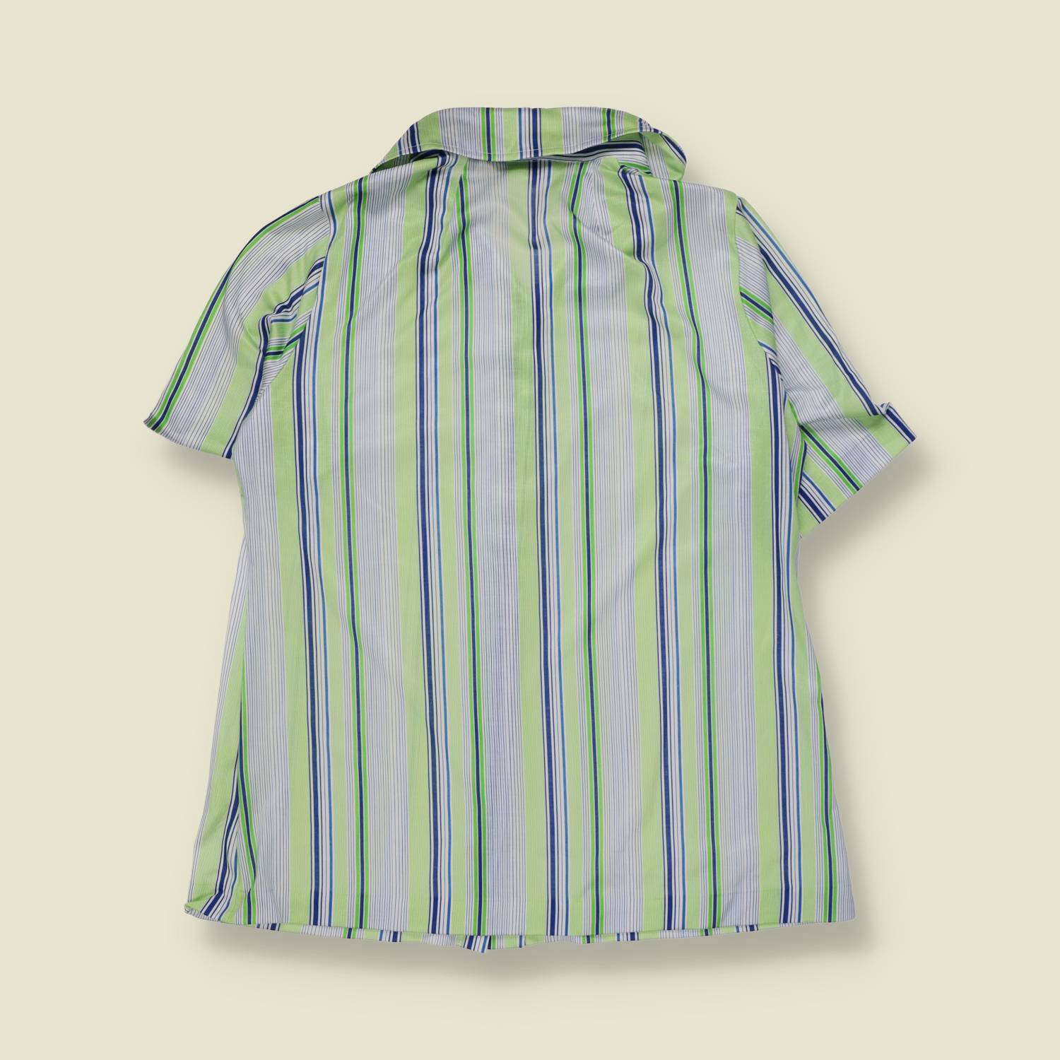 1990s | Jolie Madame | Striped Blouse | Green Blue - 10