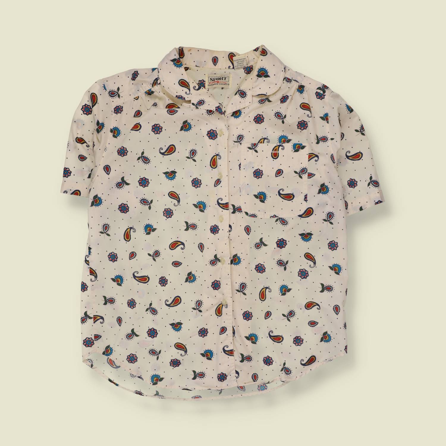 1980s | Sport Carriage Court | Paisley Print Blouse | Cream - 18