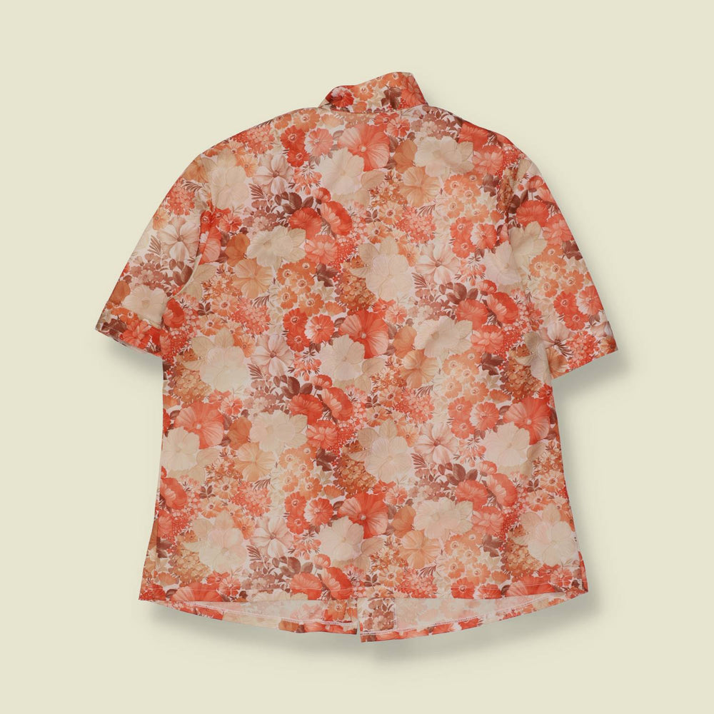 1980s | Heilex Apollonia | Floral Tie-Neck Blouse | Orange - 14