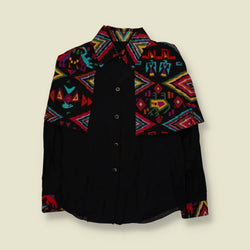 1980s | Southwestern Print Blouse | Black Multi - 16
